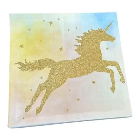 Unicorn Dreams Toddler Bedding Set 12x12 gold glitter Canvas Unicorn wall art